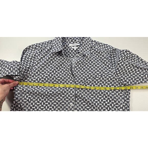 Foxcroft Easy Care Pinpoint Stretch Chain Print Button-Up Shirt Womens XL black - Picture 7 of 8